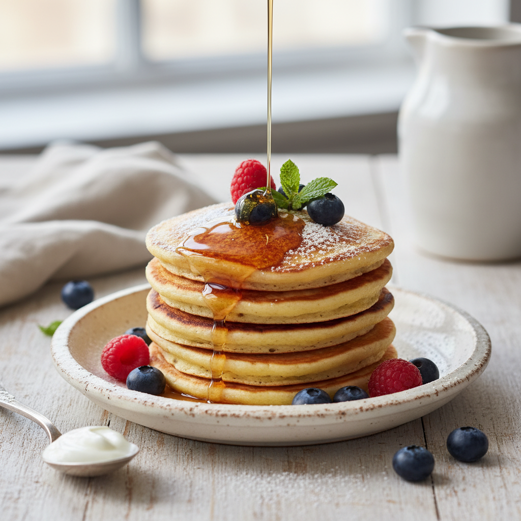 Photo de Recette de pancakes dorés et ultra moelleux au yaourt