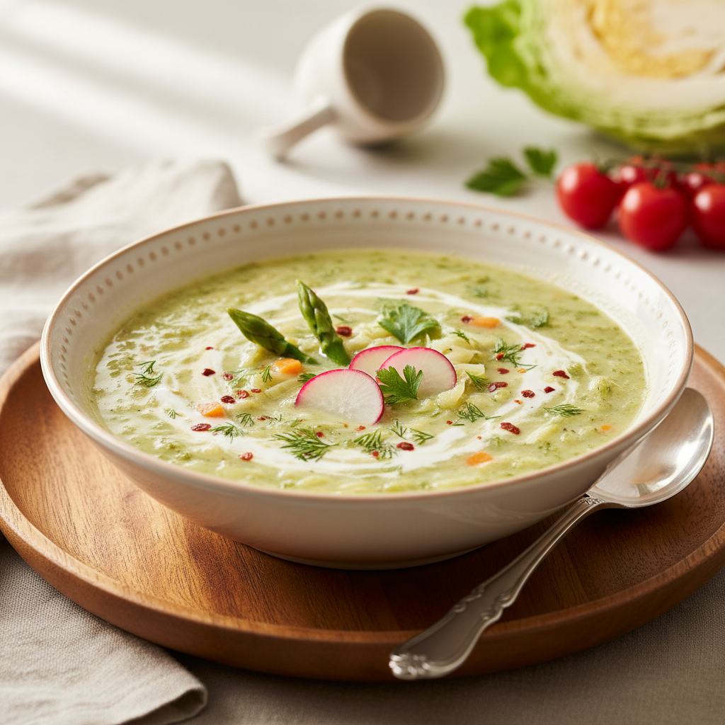 Photo de Recette de soupe brûle-graisse aux choux et légumes frais