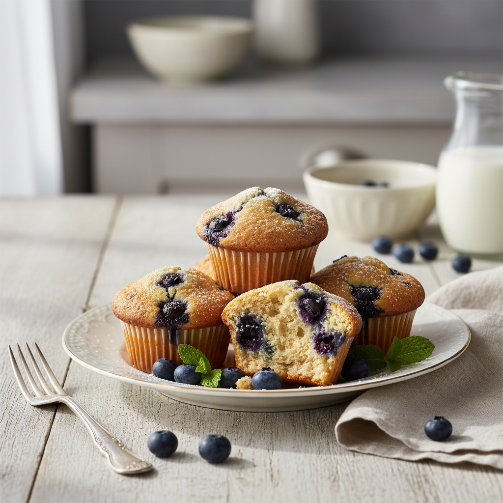 Photo de Recette des muffins aux myrtilles ultra moelleux