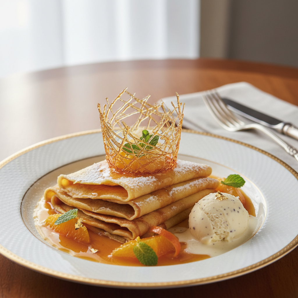 Photo de Recette des crêpes suzette façon grand restaurant