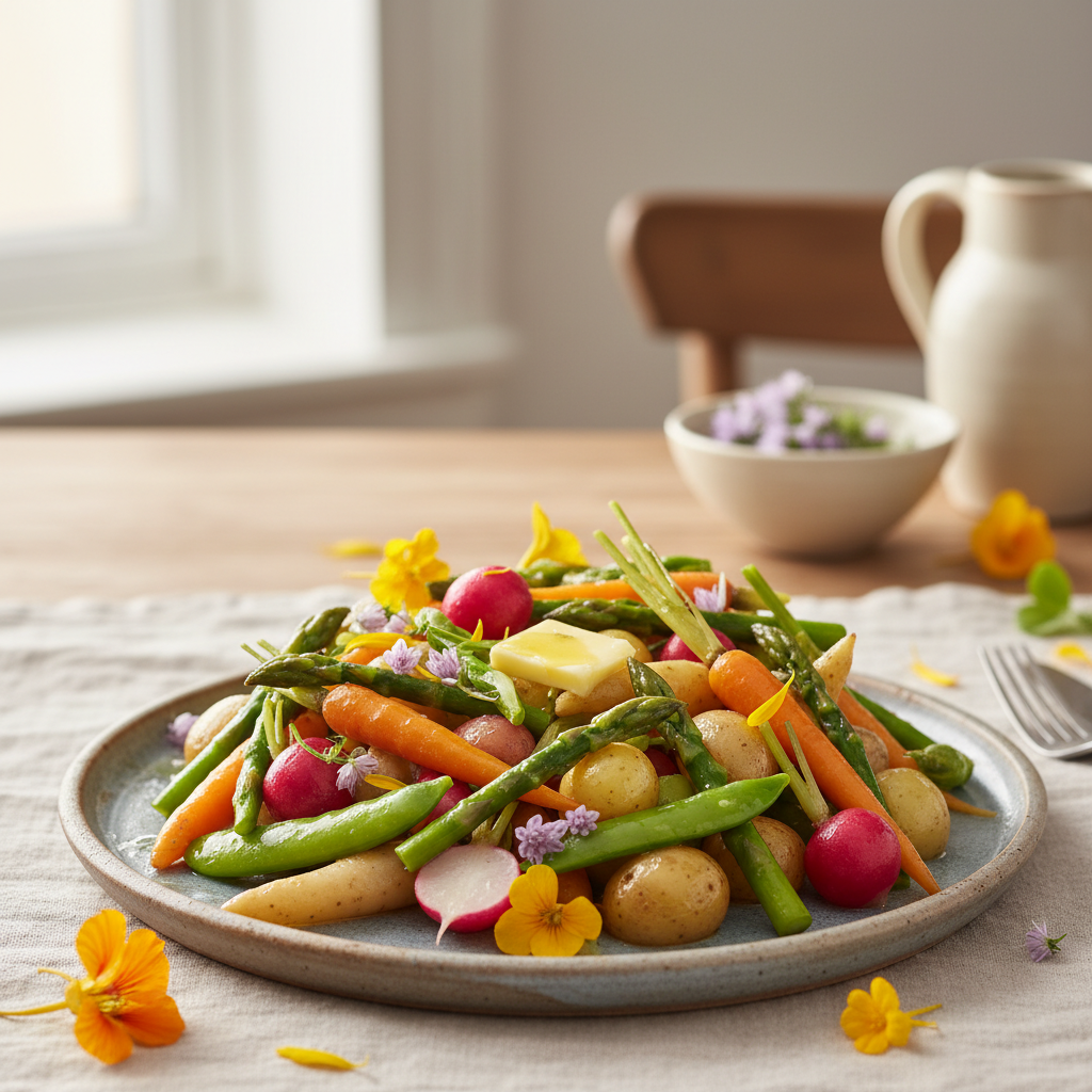 Photo de Recette des jardinières de légumes printanières au beurre