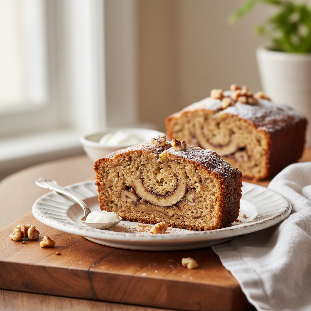 Photo de Recette de banana bread moelleux aux noix et cannelle