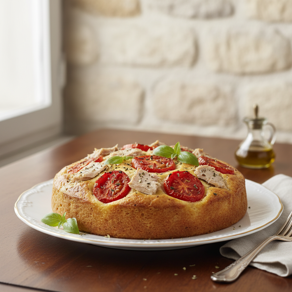 Photo de Recette de cake au thon et à la tomate fondante
