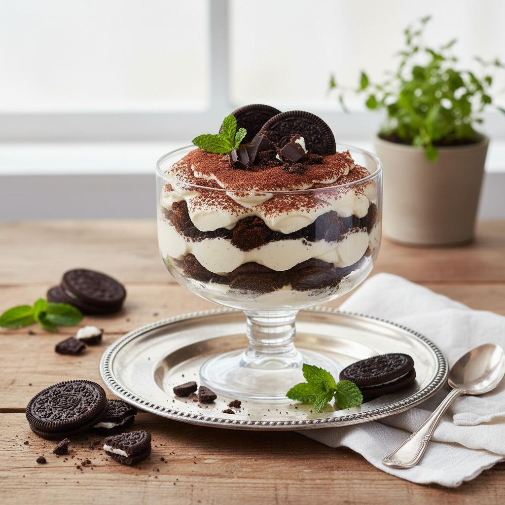 Photo de Recette d'un tiramisu aux Oreo gourmand et sans cuisson