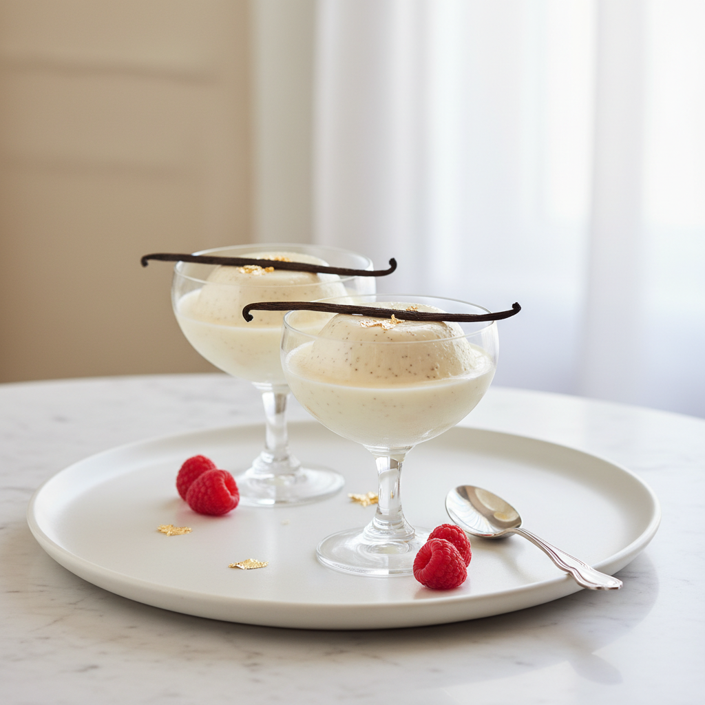 Photo de Recette de panna cotta traditionnelle aux gousses de vanille