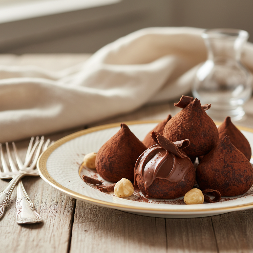 Photo de Recette des truffes au chocolat onctueuses de Cyril Lignac