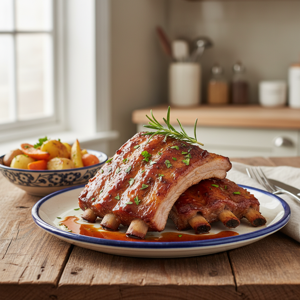 Photo de Recette de côtes de porc au four tendres et juteuses
