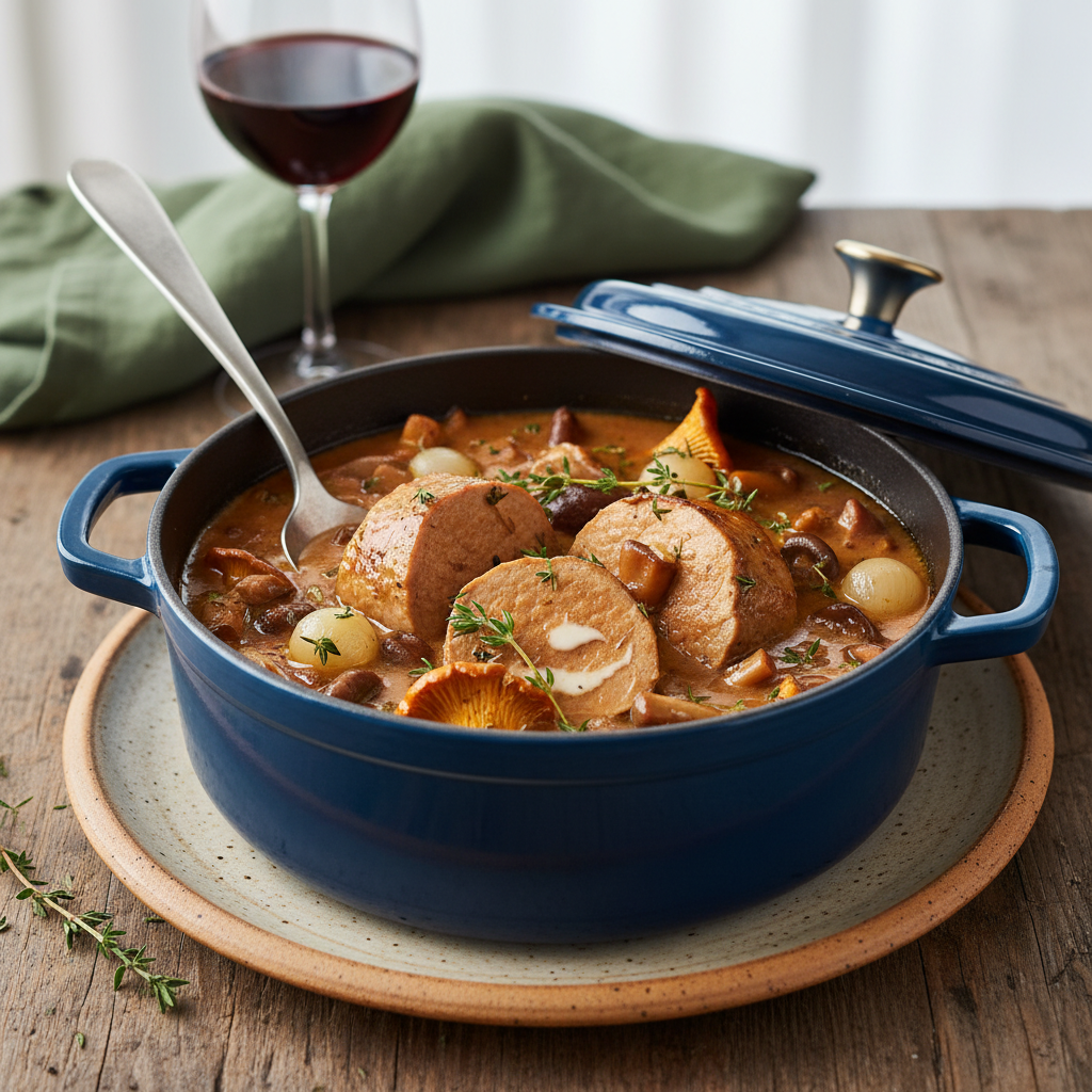 Photo de Recette du filet mignon de porc forestier en cocotte