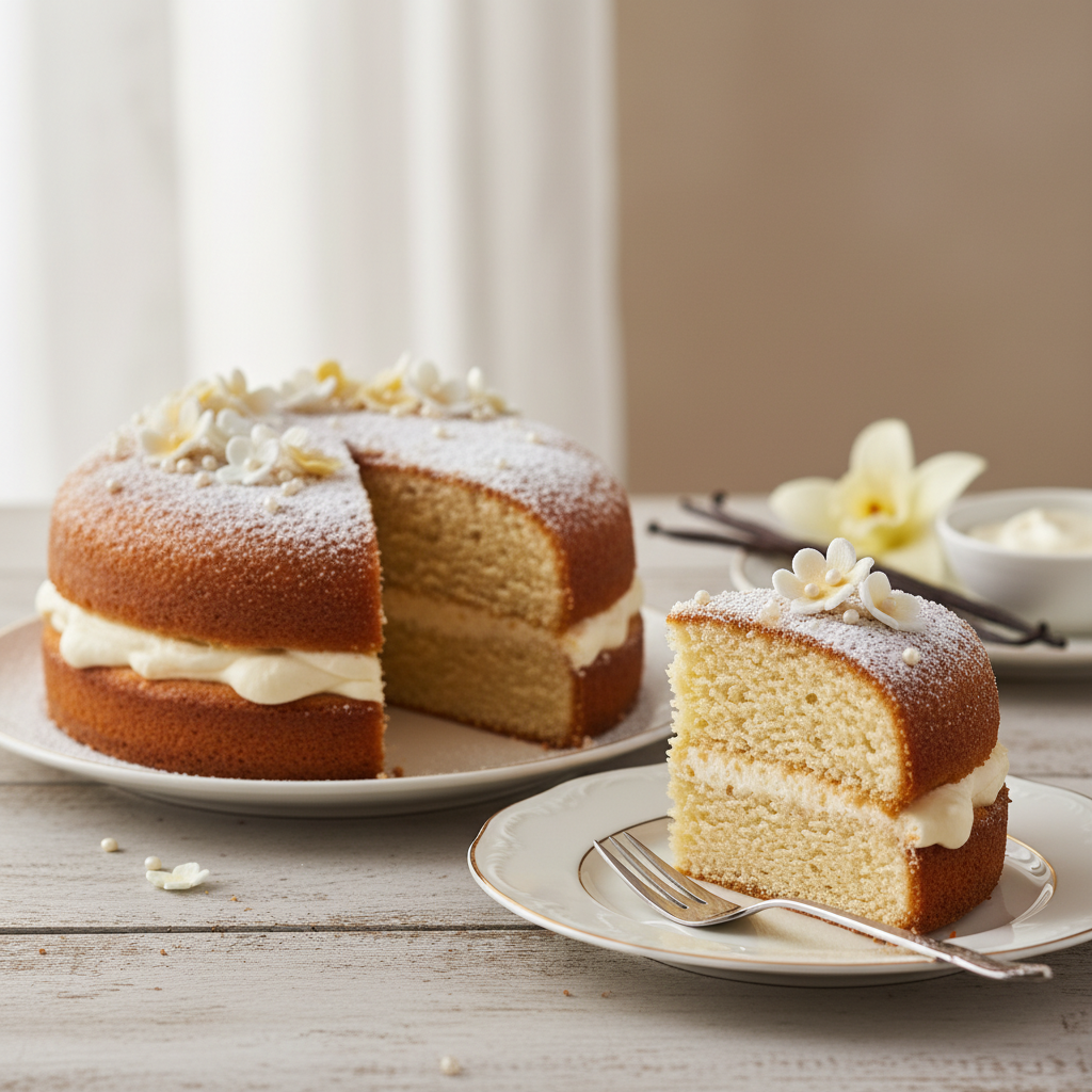 Photo de Recette de gâteau à la vanille moelleux et parfumé à souhait