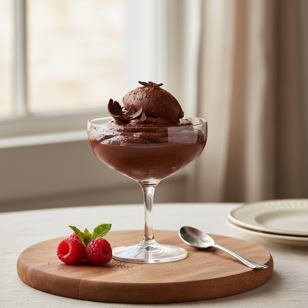 Photo de Recette de mousse au chocolat noir onctueuse façon bistrot