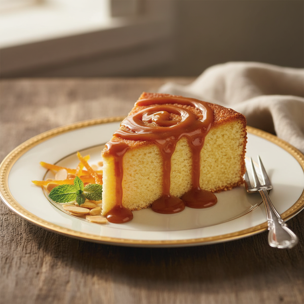 Photo de Recette de gâteau de semoule onctueux au caramel maison