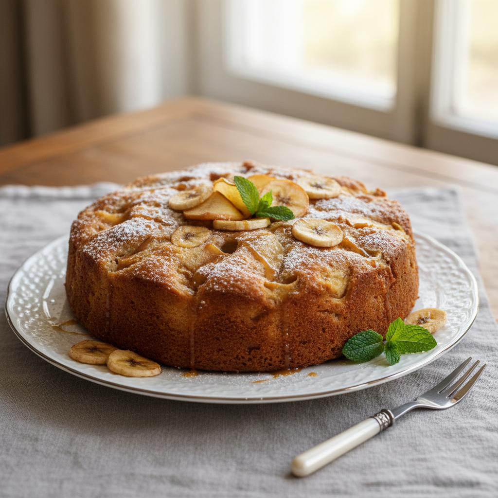 Photo de Recette de gâteau aux pommes et bananes ultra moelleux