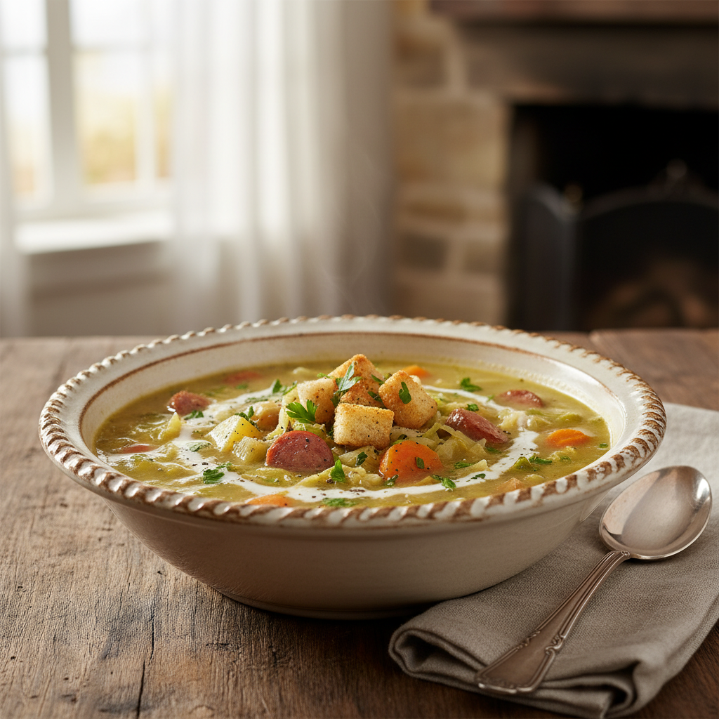 Photo de Recette de soupe au choux traditionnelle et rustique