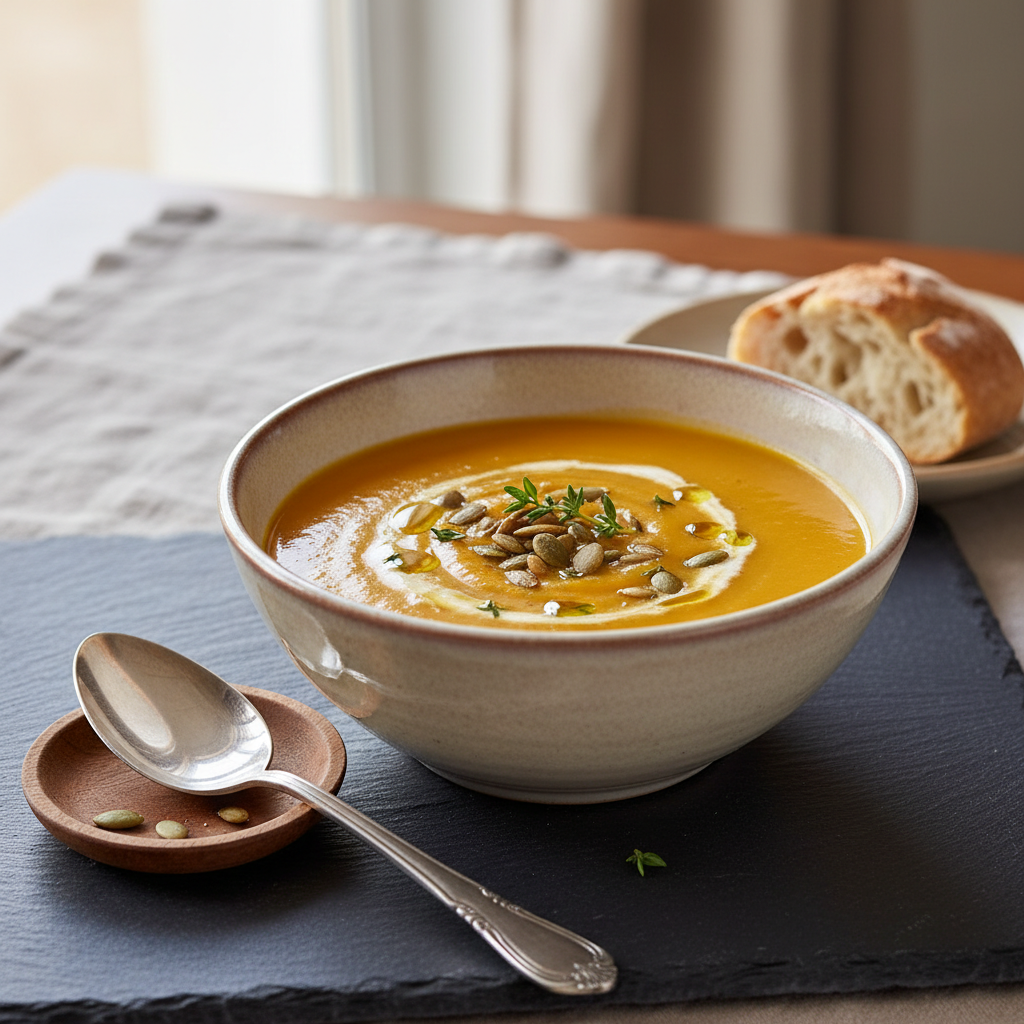 Photo de Recette de soupe de potimarron crémeuse et réconfortante