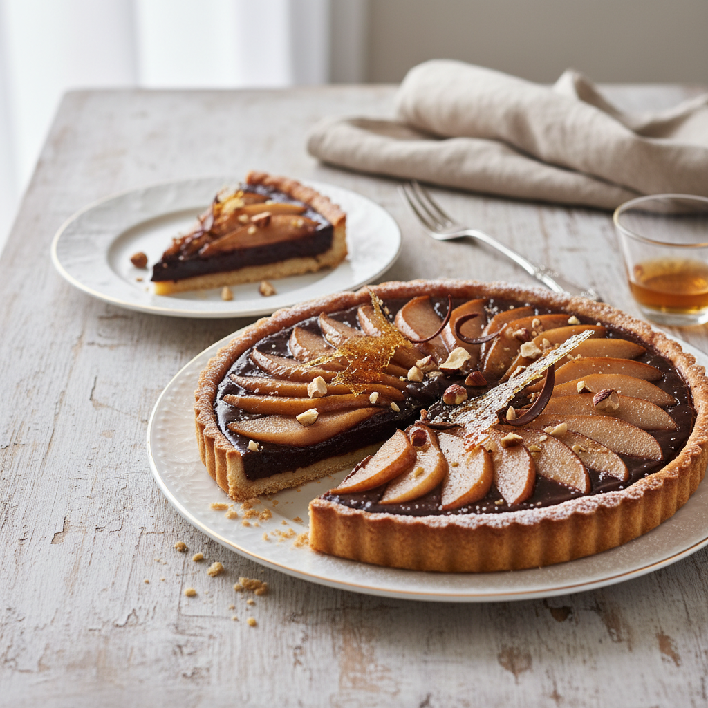 Photo de Recette de la tarte poire chocolat fondante et craquante