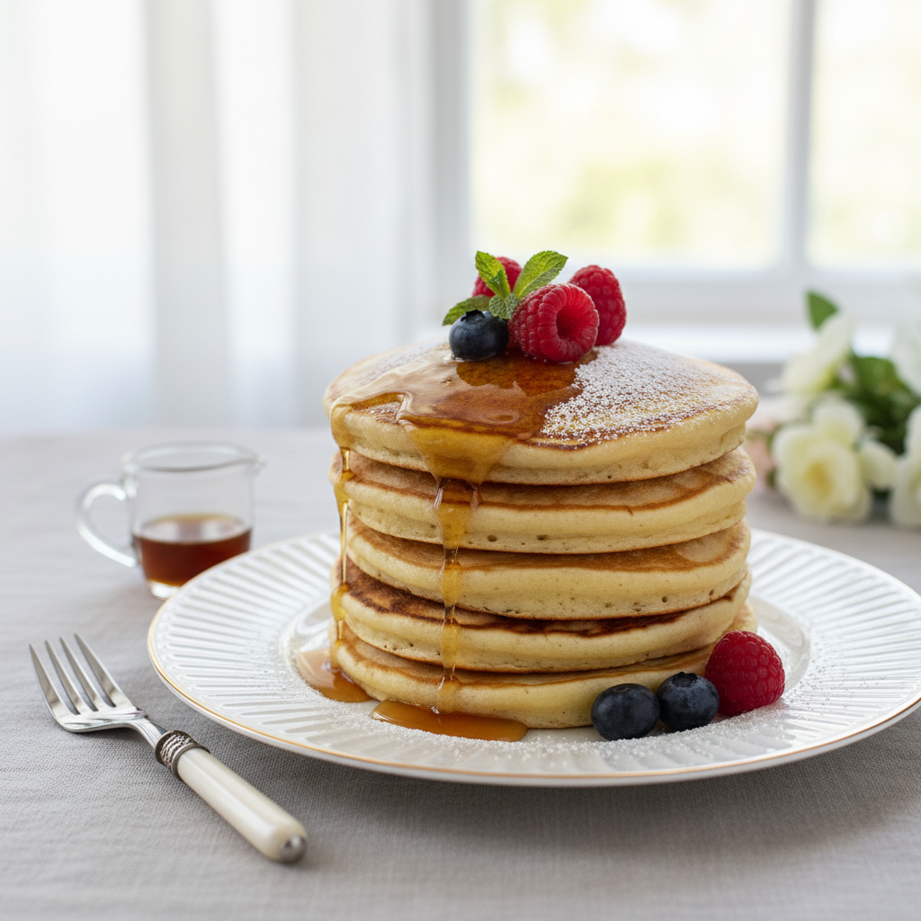 Photo de Recette de pancakes fluffy épais et aériens en bouche