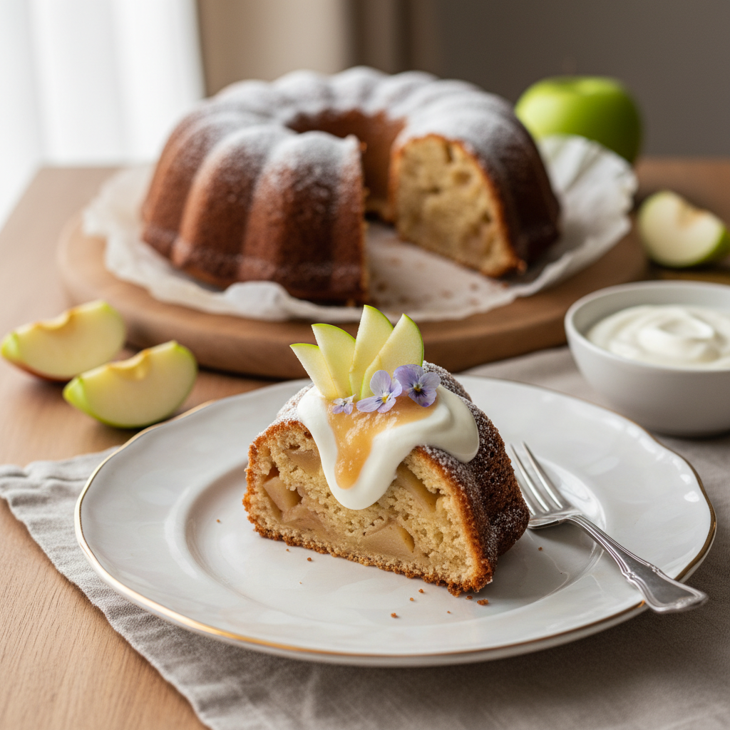 Photo de Recette de gâteau sans beurre au yaourt et pommes