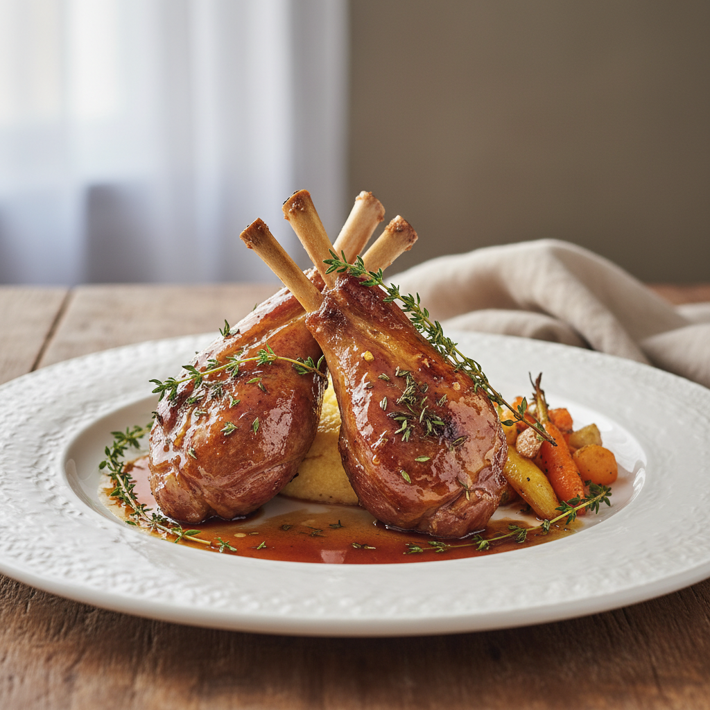 Photo de Recette de souris d'agneau confite au thym et au miel