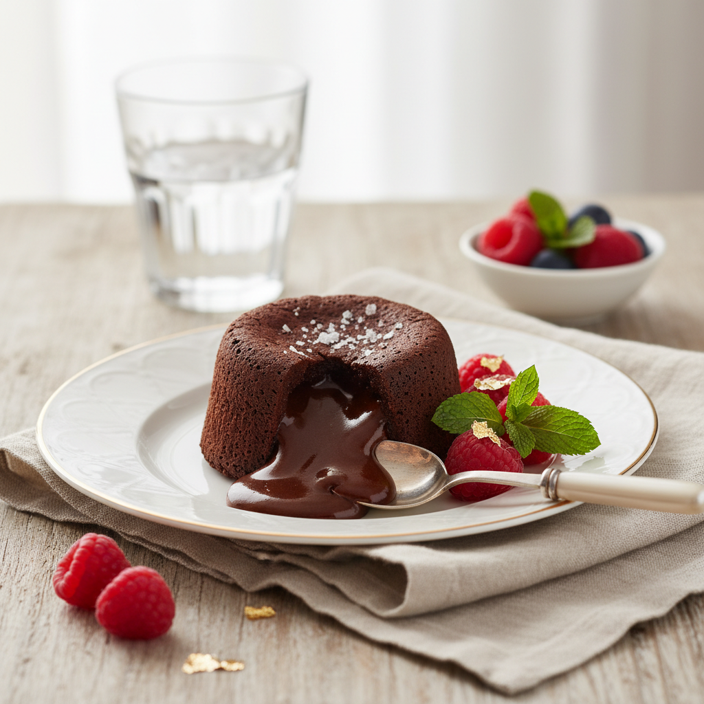 Photo de Recette de coulant au chocolat noir et fleur de sel
