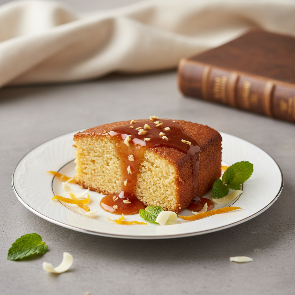 Photo de Recette du gâteau de semoule parfumé à la vanille et au rhum