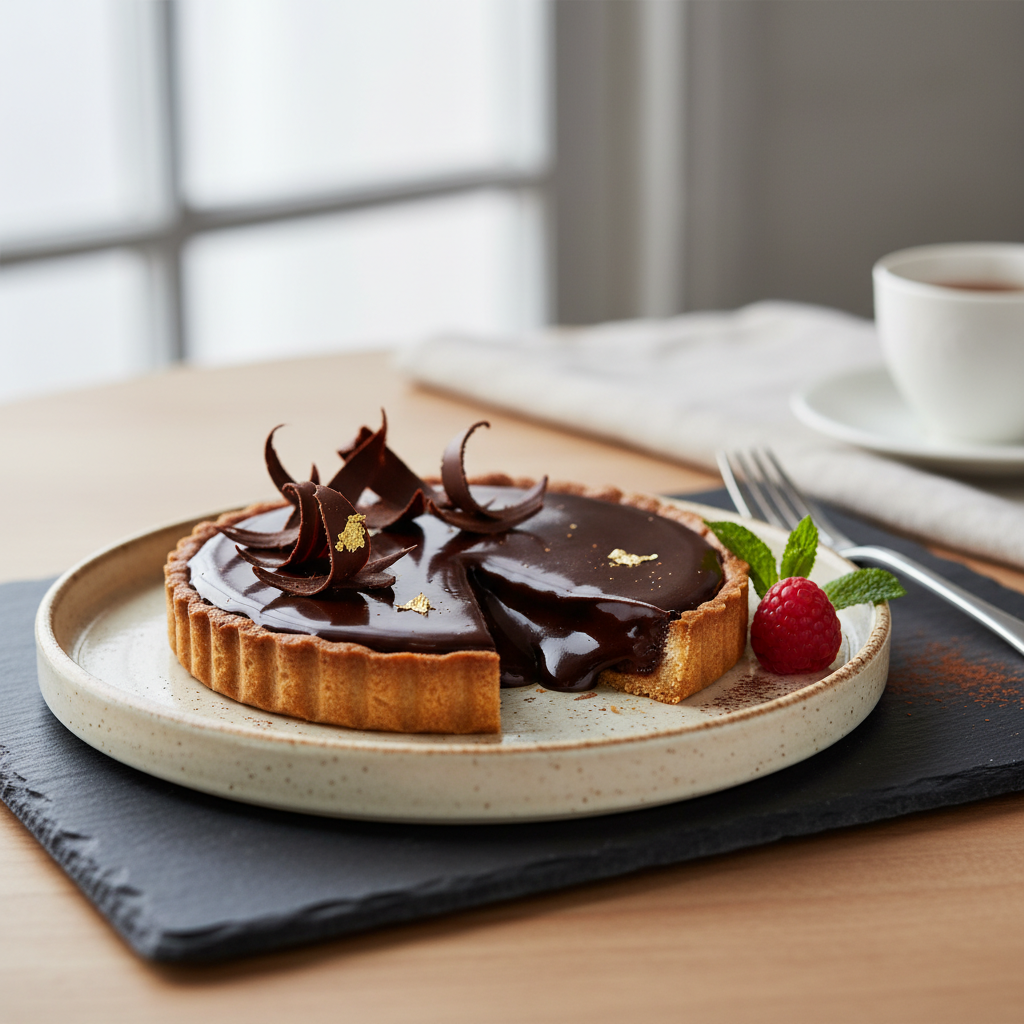 Photo de Recette de tarte au chocolat noir intense et fondante