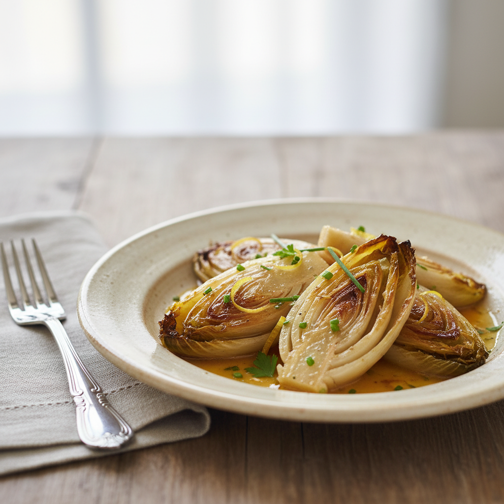 Photo de Recette d'endives braisées fondantes au beurre et citron