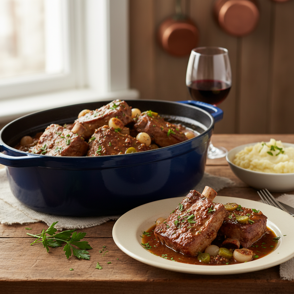 Photo de Recette des côtes de porc charcutière à l'ancienne