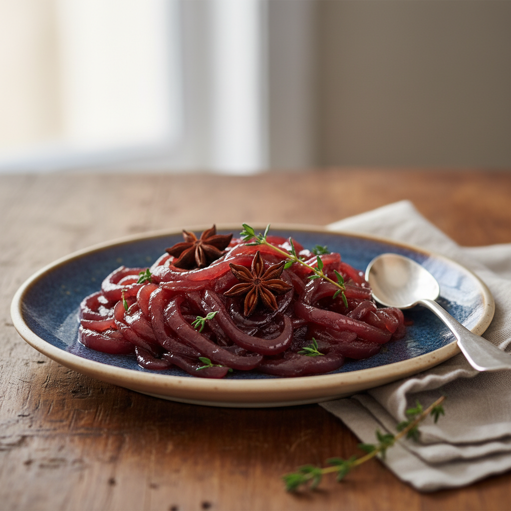 Photo de Recette du confit d'oignons rouges fondant et parfumé