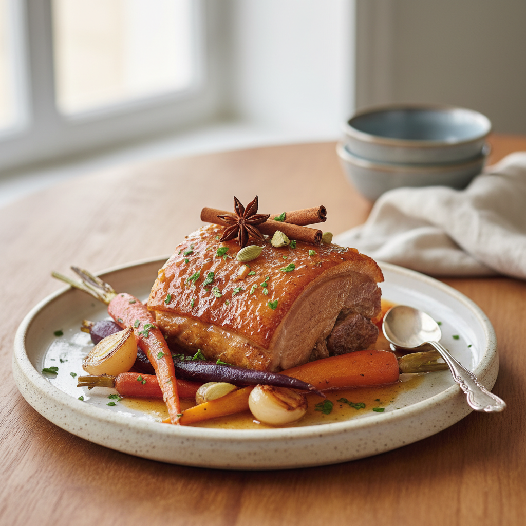 Photo de Recette de l'épaule de porc confite aux épices douces