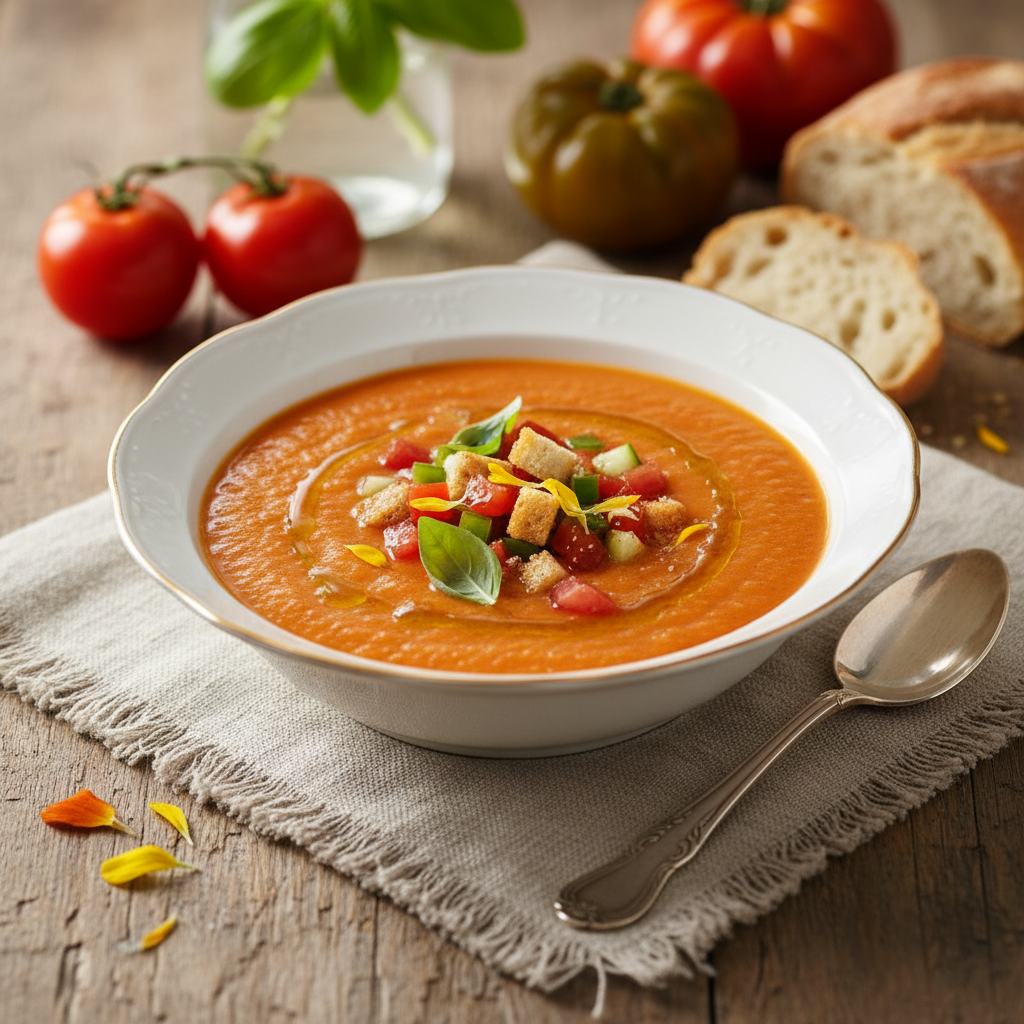 Photo de Recette du gaspacho andalou aux saveurs ensoleillées