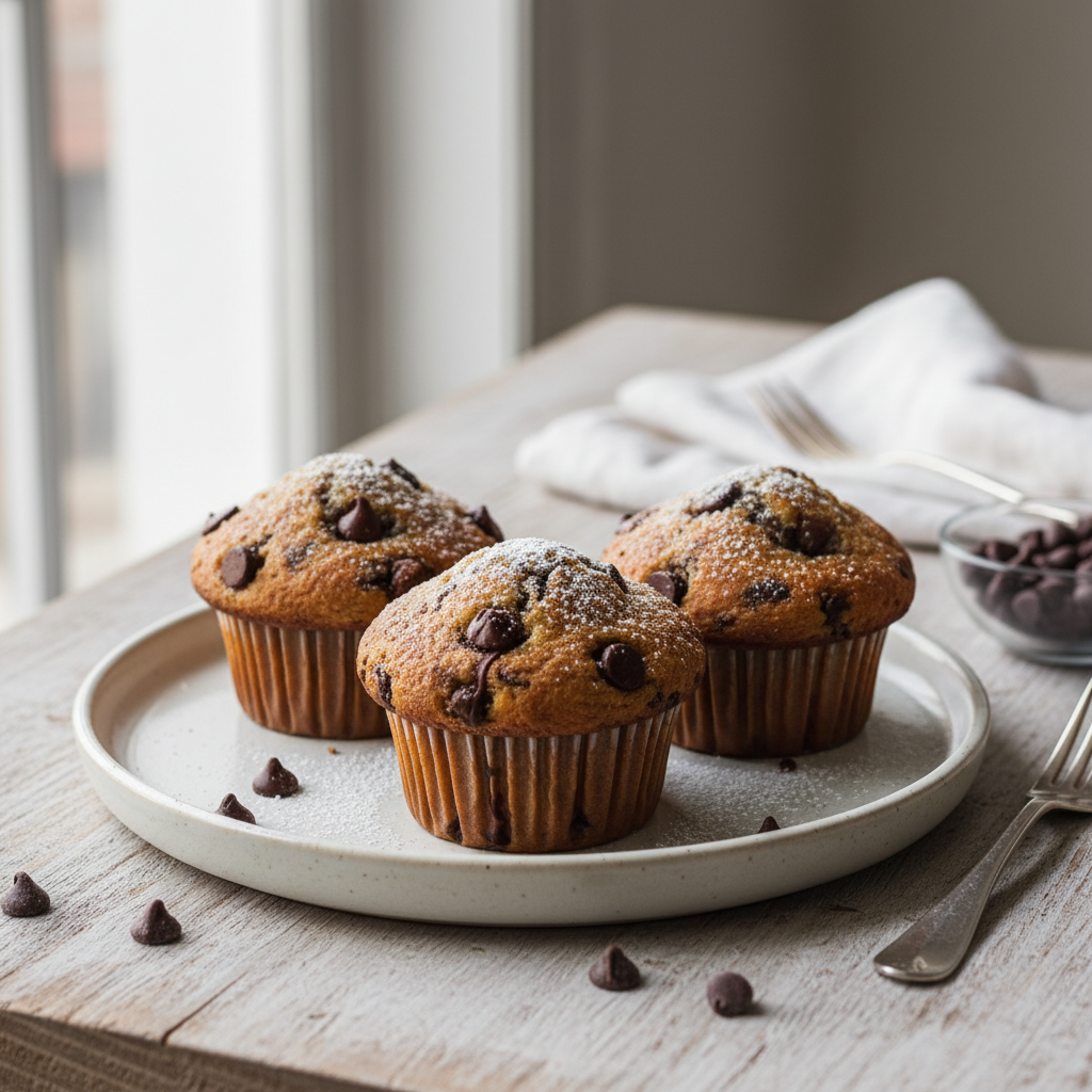Photo de Recette de muffins aux pépites de chocolat ultra moelleux