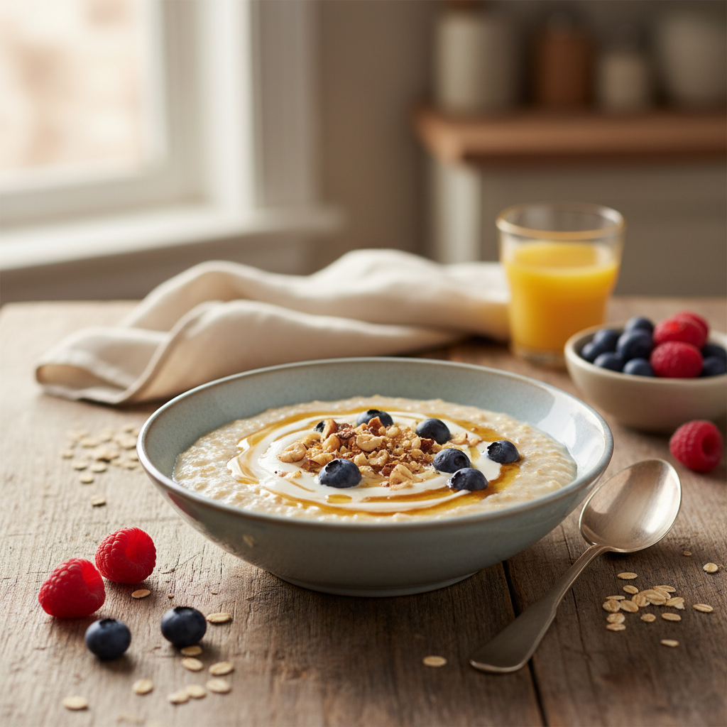 Photo de Recette de porridge crémeux et onctueux aux flocons d'avoine
