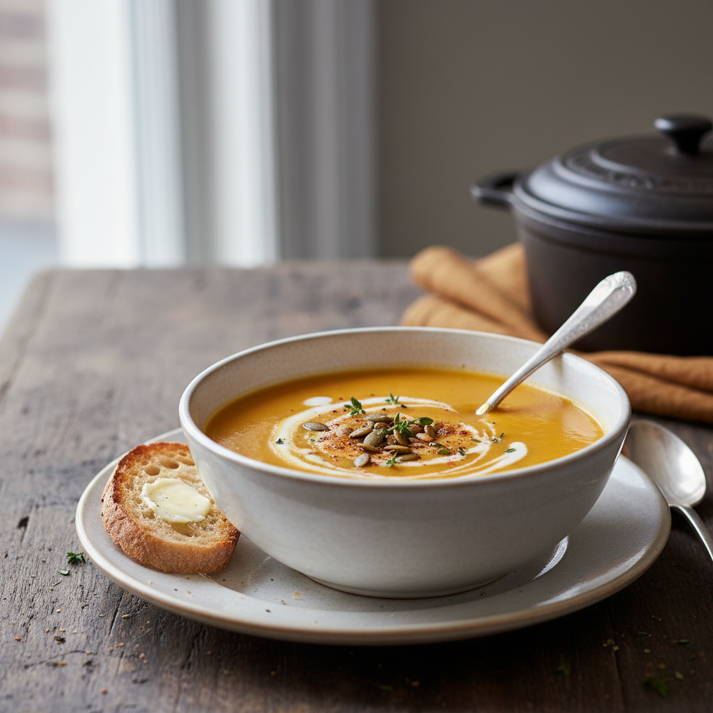 Photo de Recette de soupe au potimarron onctueuse et réconfortante