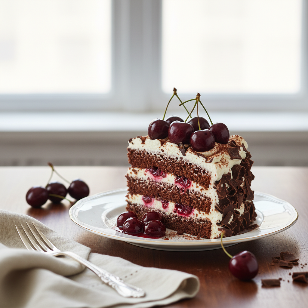 Photo de Recette de forêt noire traditionnelle aux cerises