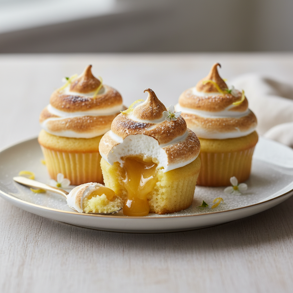 Photo de Recette de cupcakes au citron meringué et cœur fondant