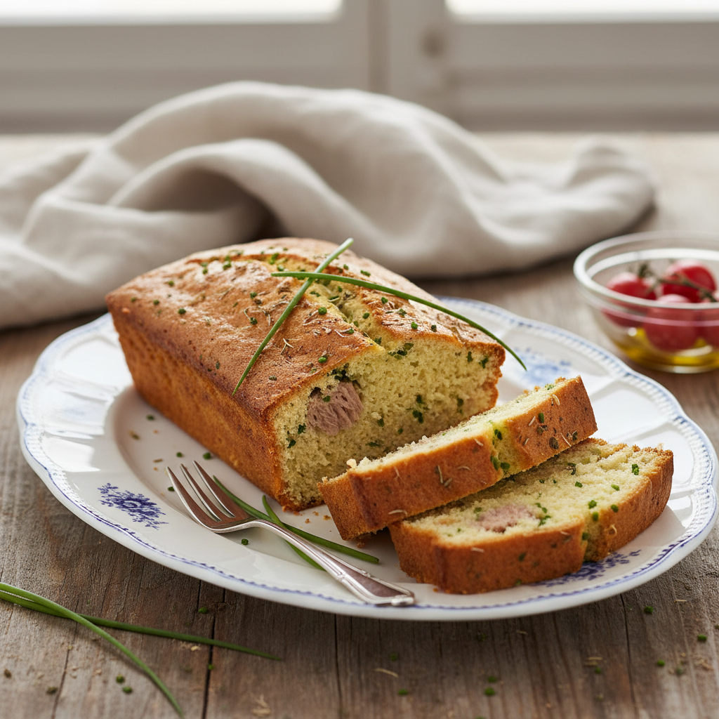 Photo de Recette de cake au thon moelleux et à la ciboulette