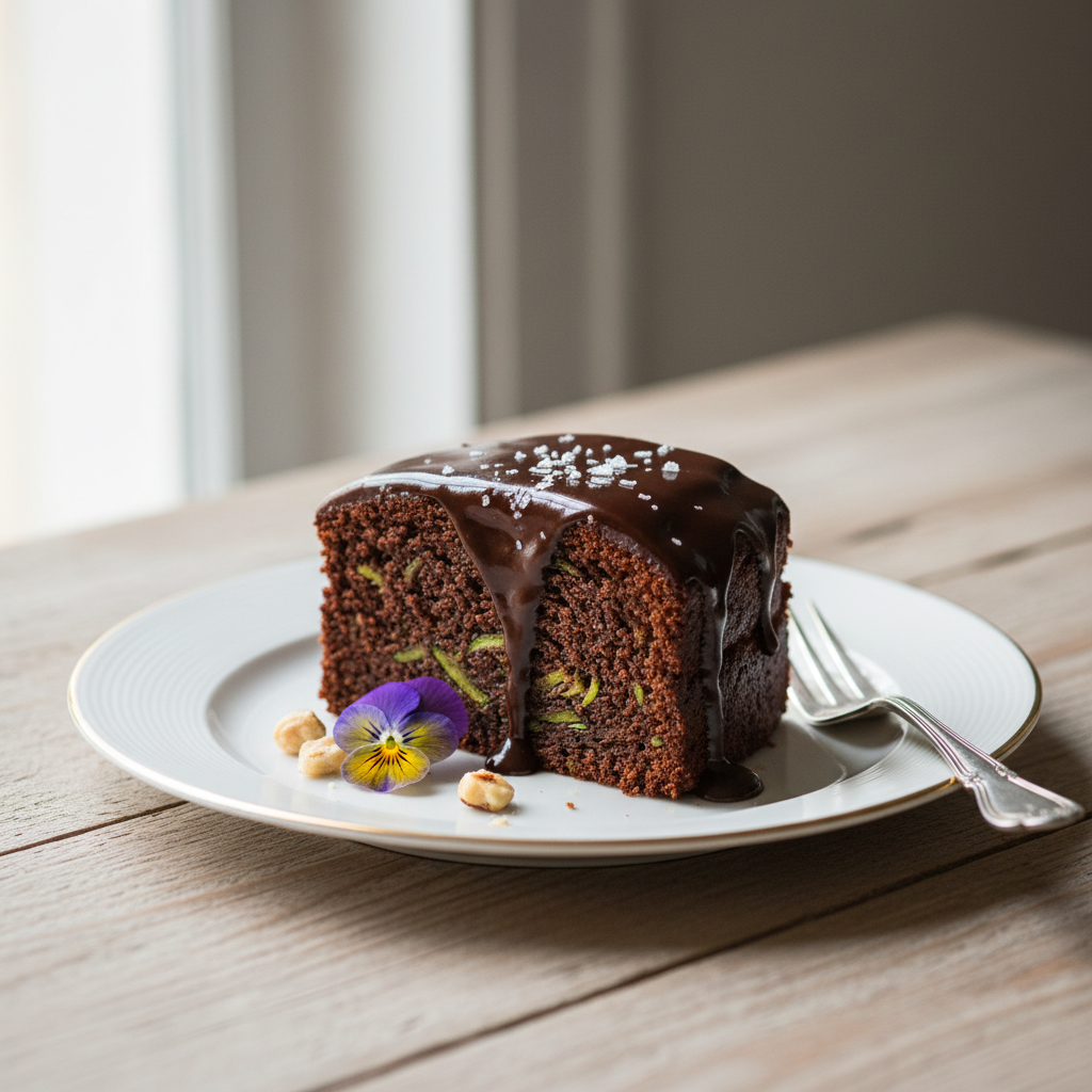 Photo de Recette de gâteau au chocolat à la courgette et fleur de sel