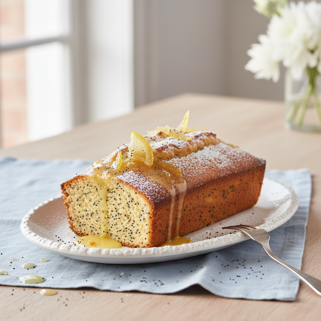 Photo de Recette de cake au citron fondant et ses éclats de pavot