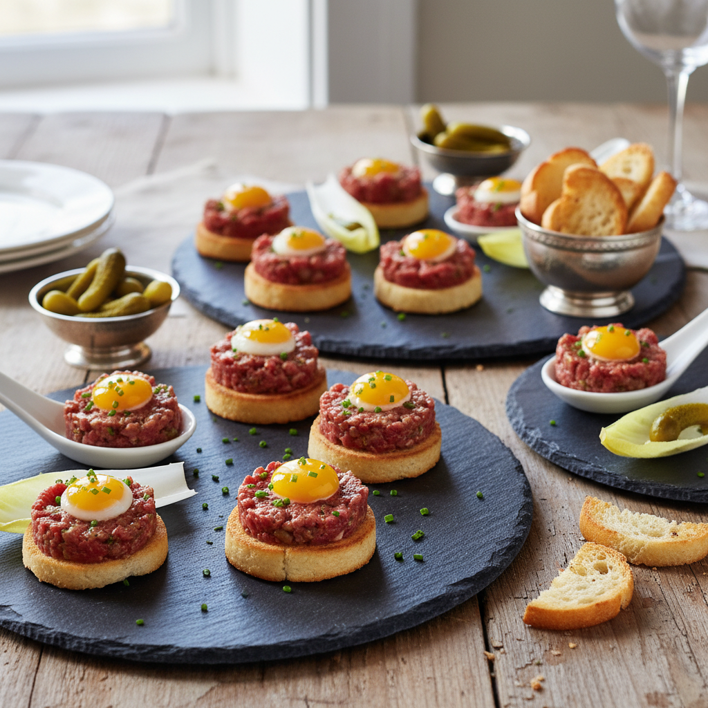 Photo de Recette du steak tartare en bouchées apéritives