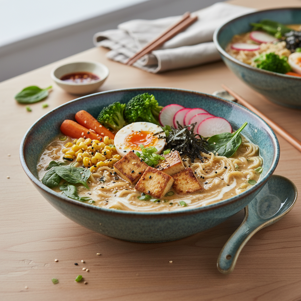 Photo de Recette de ramen végétarien au bouillon miso onctueux