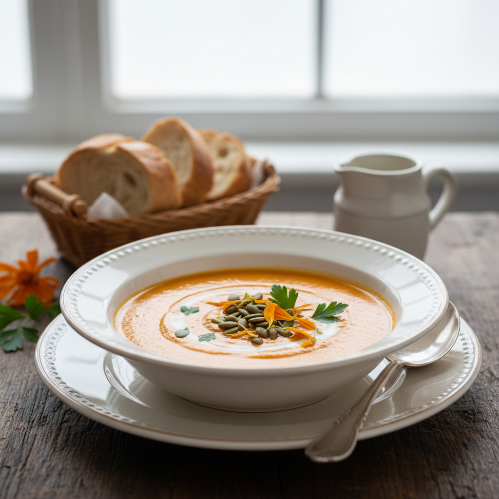 Photo de Recette de soupe au potimarron crémeuse et réconfortante