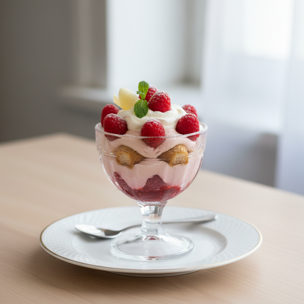 Photo de Recette de tiramisu aux framboises aérien et fruité