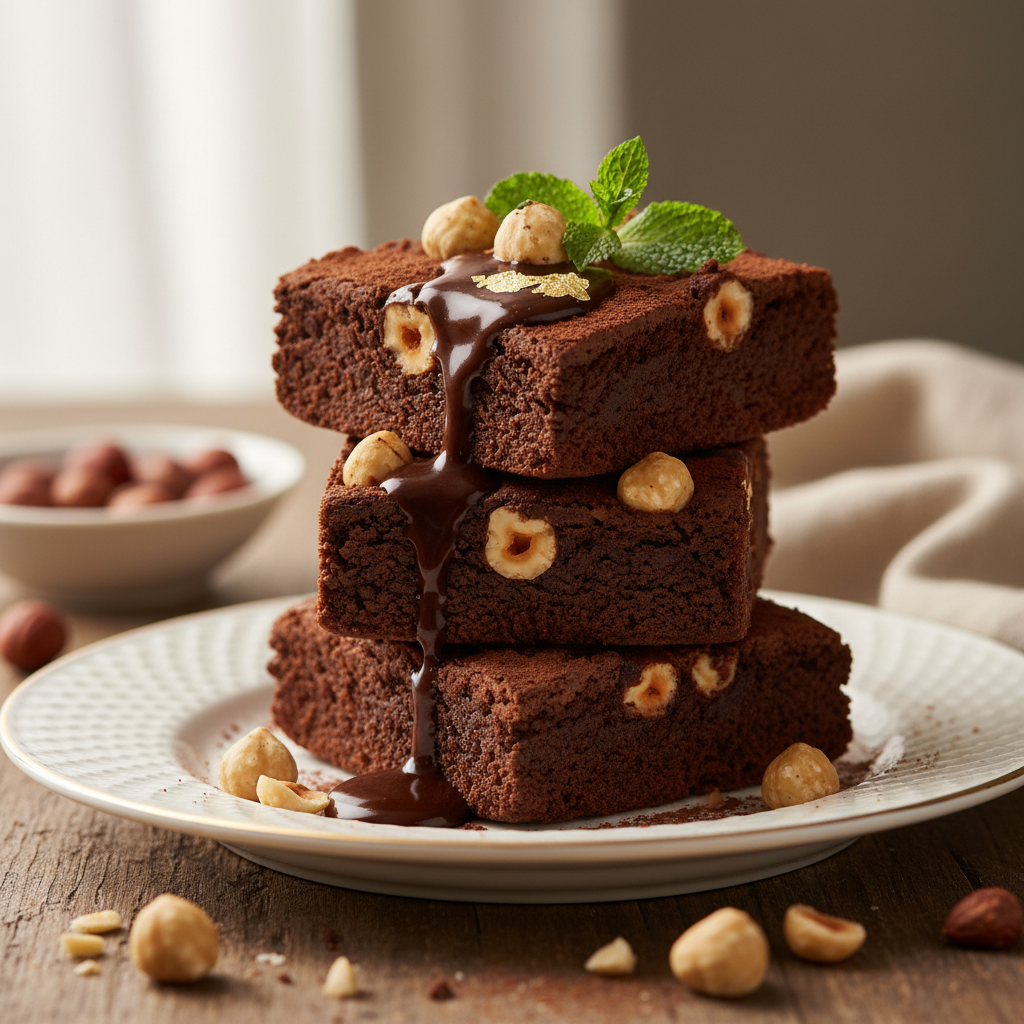 Photo de Recette des brownies fondants au chocolat et noisettes