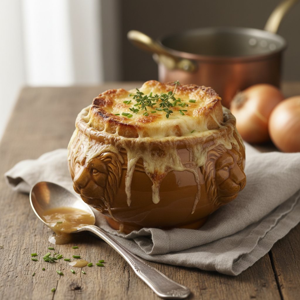 Photo de Recette de soupe à l'oignon à l'ancienne authentique