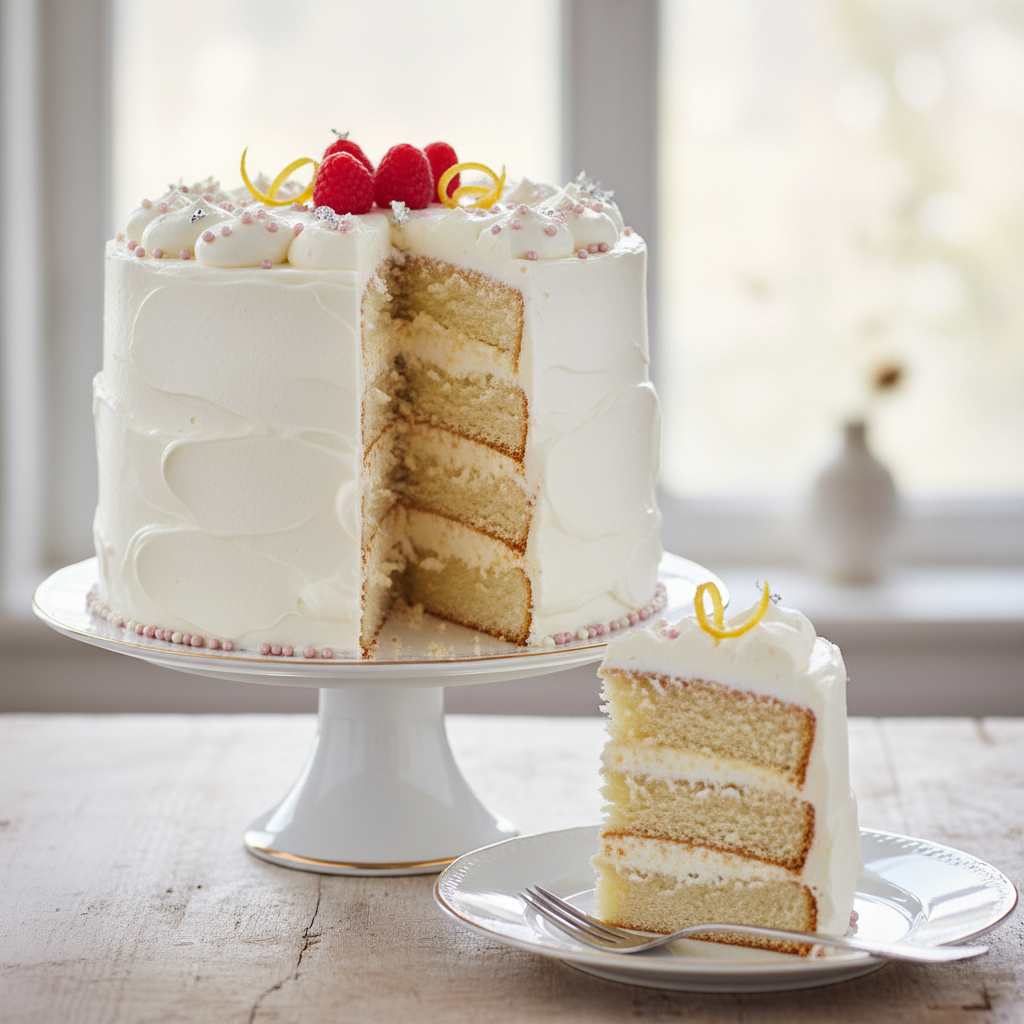 Photo de Recette d'un layer cake aérien à la crème au beurre meringuée
