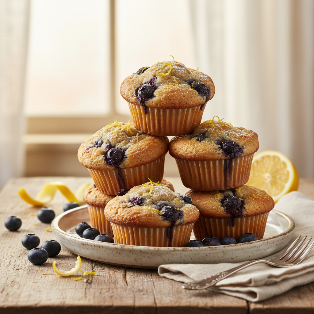 Photo de Recette des muffins aux myrtilles et au citron zesté