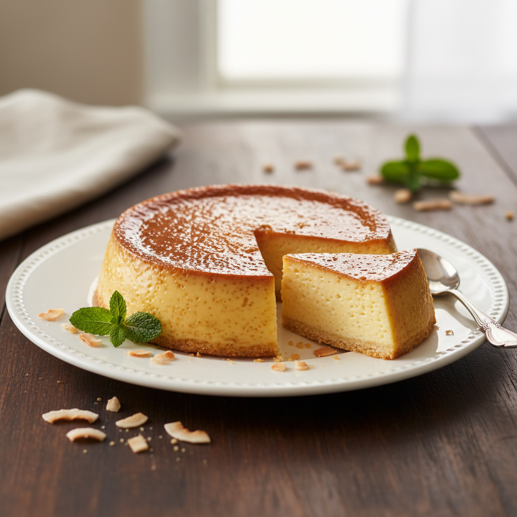 Photo de Recette du flan coco facile et sa croûte dorée