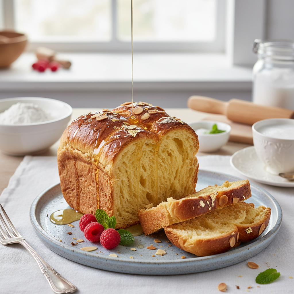 Photo de Recette de brioche maison à la mie filante et dorée