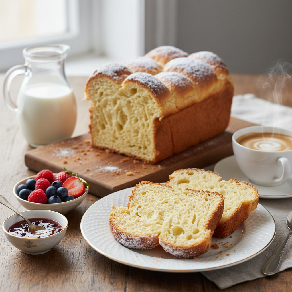 Photo de Recette de brioche moelleuse et aérée pour le petit-déjeuner