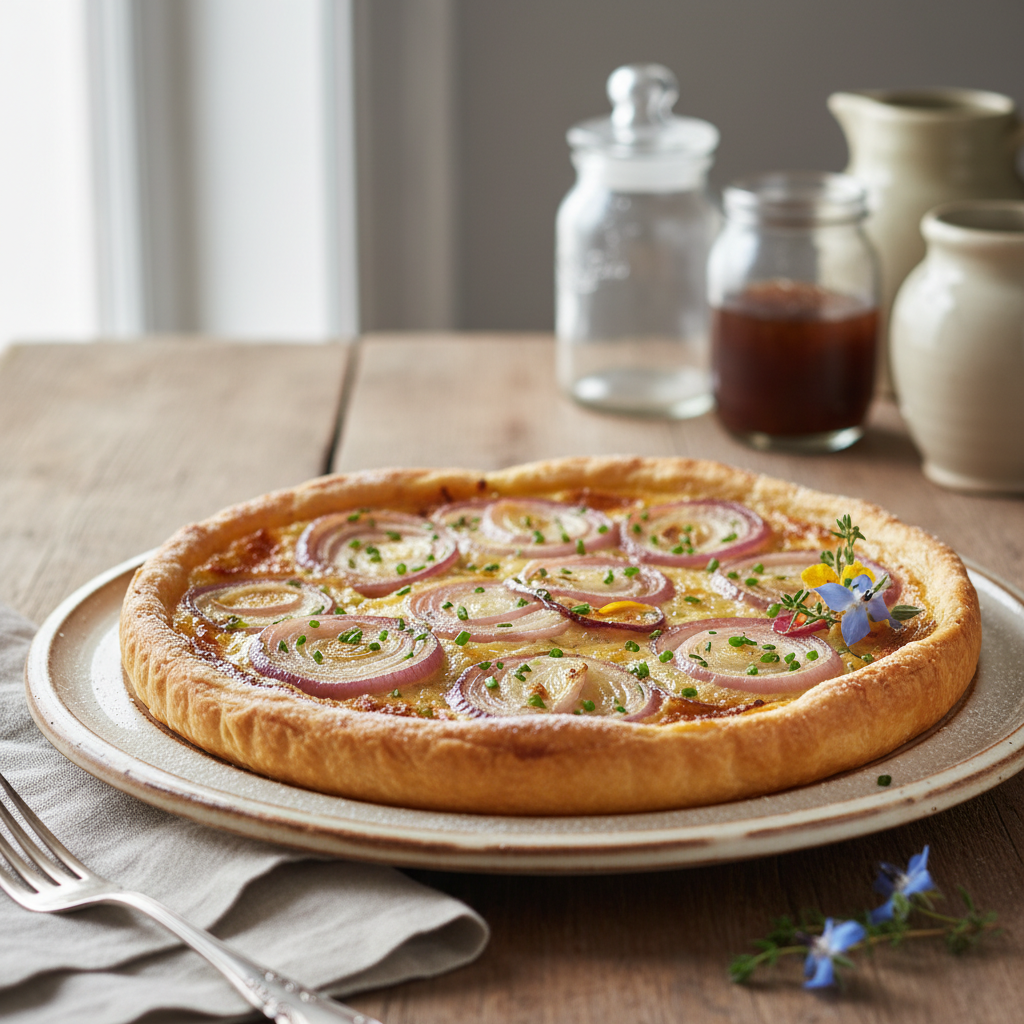 Photo de Recette de tarte aux oignons fondante à l'alsacienne